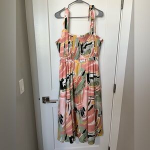 Floral summer dress with tie shoulder straps
